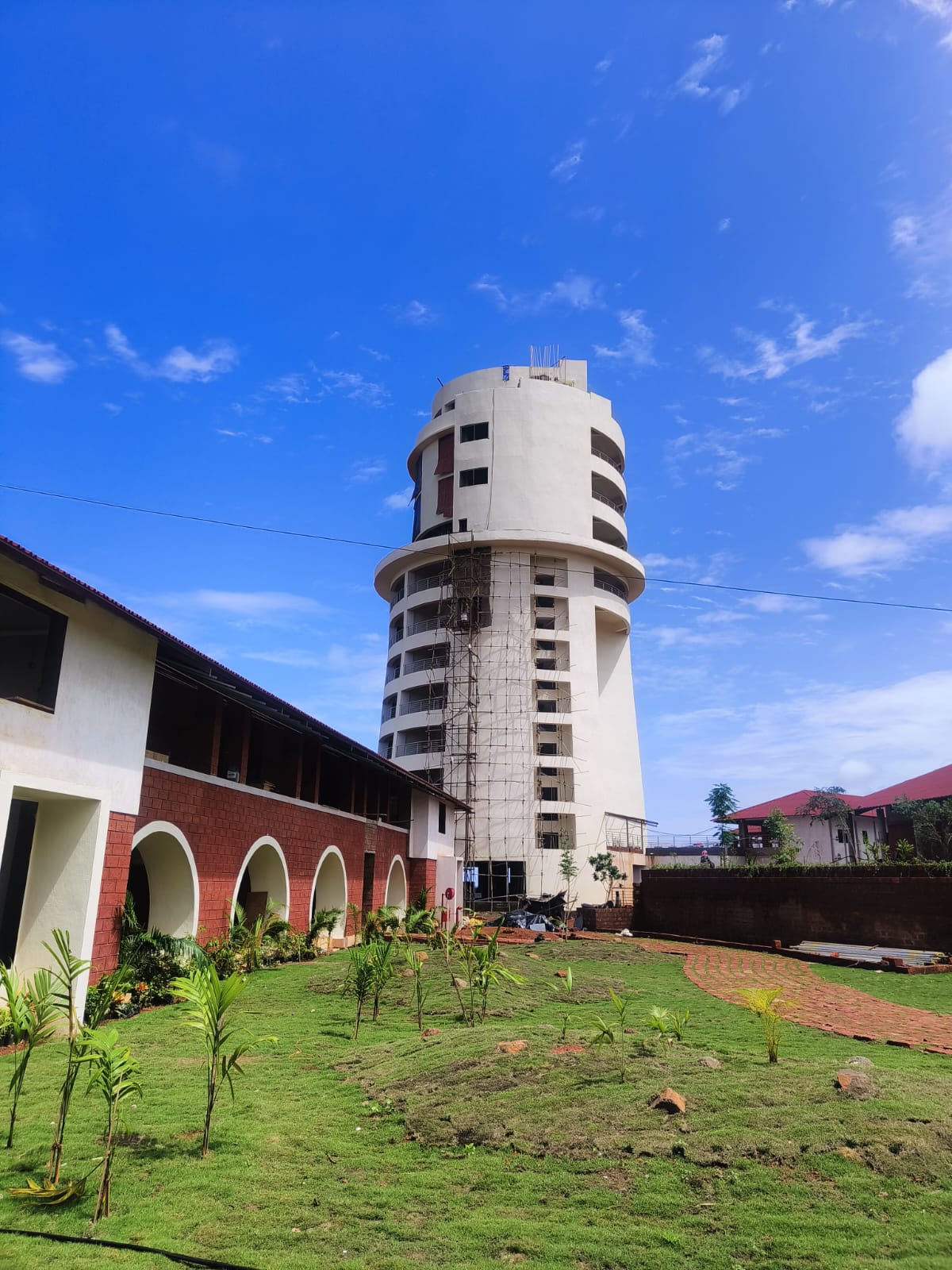 Manas Resort Lighthouse Tower — completed cylindrical hotel building at Village Murud, Dapoli
